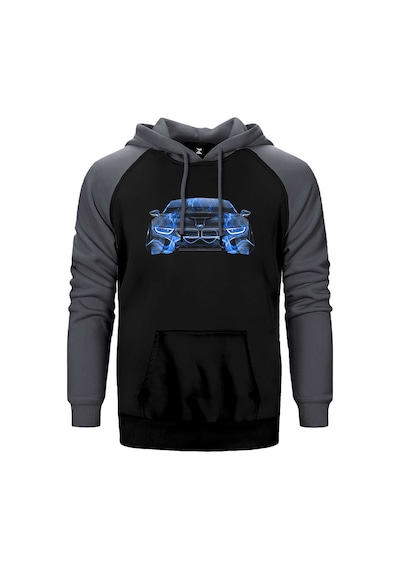Bmw İ8 Front Fire Abstract Car Gri Renk Reglan Kol Kapşonlu Sweatshirt Gri