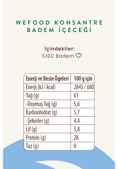 Wefood Konsantre Badem İçeceği (%100 Badem) 240 G