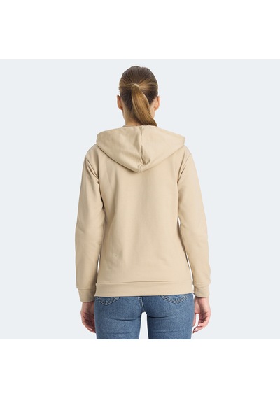 Slazenger KINET Kadın Fermuarlı Kapüşonlu Cepli Bej Sweatshirt