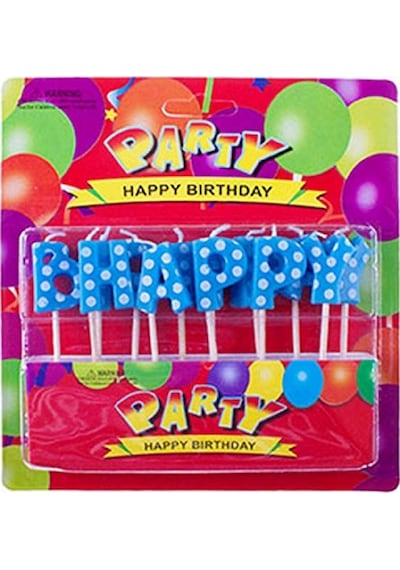 MAVİ YAZILI HAPPY BIRTHDAY DOĞUM GÜNÜ MUMU MAVİ HAPPY BIRTHDAY PASTA MUMU HAPPY BIRTHDAY BLUE CANDLE