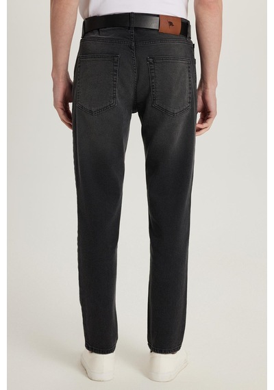 Tudors Erkek Normal Kesim Denim Yıkamalı Düz Paça Siyah Jean Kot Pantolon-34097 Siyah