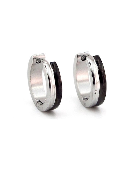 Siyah Dış Hatlı 16 MM Çap Çelik Halka Erkek Küpe E921