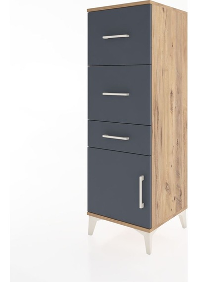 Hyperion Dolap 3 Çekmeceli Tek Kapaklı 44x44x134 Çam-antrasit Çam