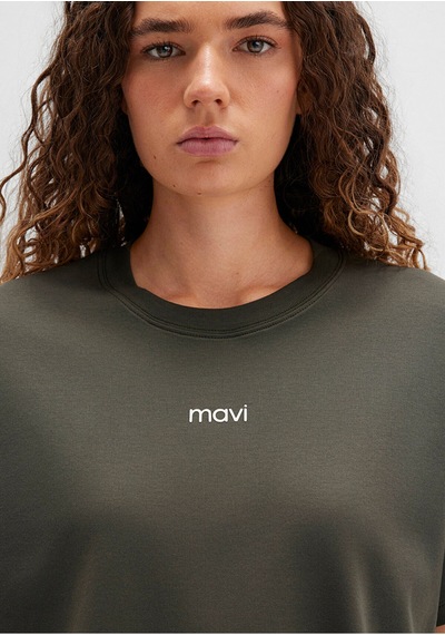 Mavi Kadın Logo T-shırt Beluga 1612829-71553 Kahverengi