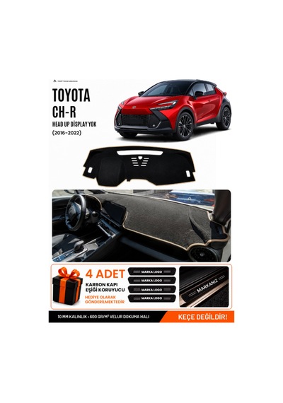 Toyota Chr Head Up Display Yok 2024-2026 Uyumlu Torpido Örtüsü, Torpido Kılıfı - Siyah Bej