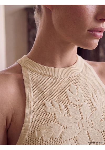 Lcw Vision Ekru Halter Yaka Ajurlu Triko Bluz