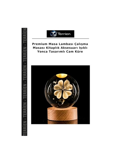 Premium Masa Lambası Çalışma Masası Kitaplık Aksesuarı Işıklı Yonca Tasarımlı Cam Küre Çok Renkli