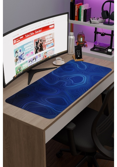 Topography Kaymaz Dikişli Kauçuk Oyuncu Mousepad V1 - 90x40 Xxl Gaming Mouse Pad Fare Altlığı