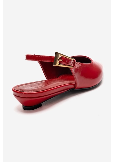 Luvishoes Jenna Kırmızı Cilt Sivri Burunlu Kadın Alçak Topuklu Ayakkabı
