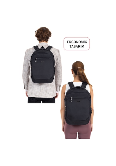 Dada Unisex Siyah Okul Sırt Çanta Orta Boy Lise Üniversite 13,3-14 inç Usb Type-c Su Geçirmez Oxford Kumaş