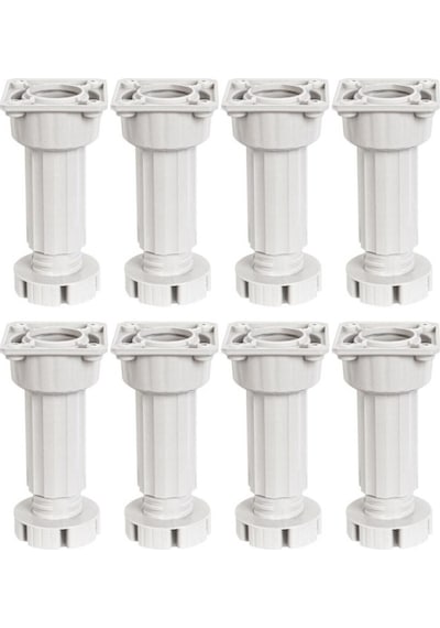 Ayarlanabilir Plastik Baza Mutfak Dolap Tezgah Ayağı 10-15cm 8 Adet Beyaz Diğer
