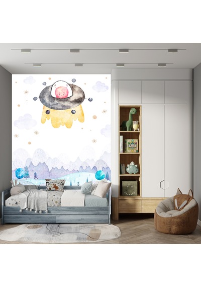 Dünyayı Ziyaret Eden Uzaylı Çocuk Odası Poster Duvar Kağıdı