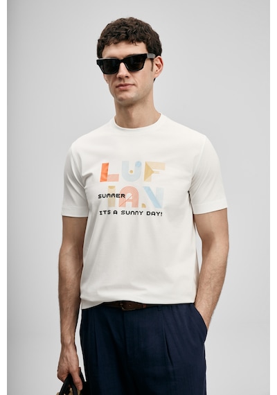 Lufian Sunny Modern Grafik T- Shirt Kırık Beyaz Kırık Beyaz 111020291100510