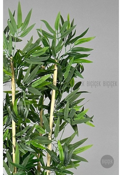 Yapay Bambu Ağacı 140cm Krem Gold Metal Saksıda Krem-gold