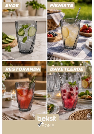 Home Glassy Kırılmaz Polikarbon 6'lı Bardak Antrasit 400 Ml Antrasit Antrasit