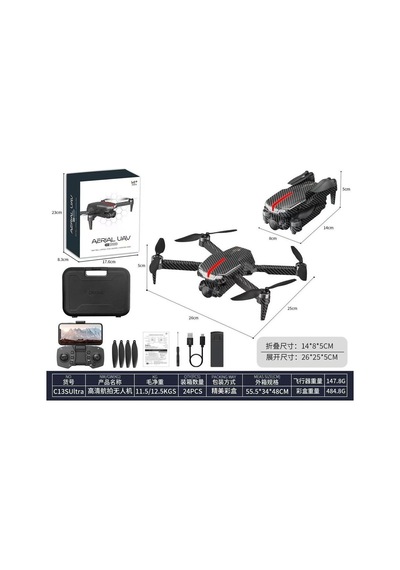 Çeşithane Çift Kameralı Drone Wifi Fpv Katlanabilir Uzaktan Kumandalı Quadcopter