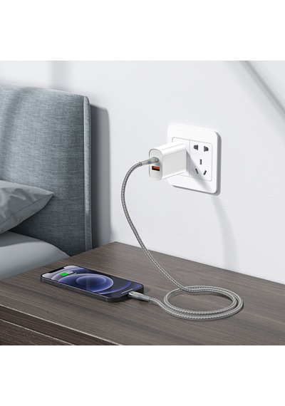 Wiwu Wi-c017 Concise Serisi Type-c To Lightning Pd Data Şarj Kablo 30w 2 Metre Gri
