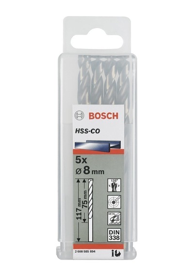 Bosch Hss 8.8X125 Mm Kobaltlı Matkap Ucu 5'Li Paket 2608588101