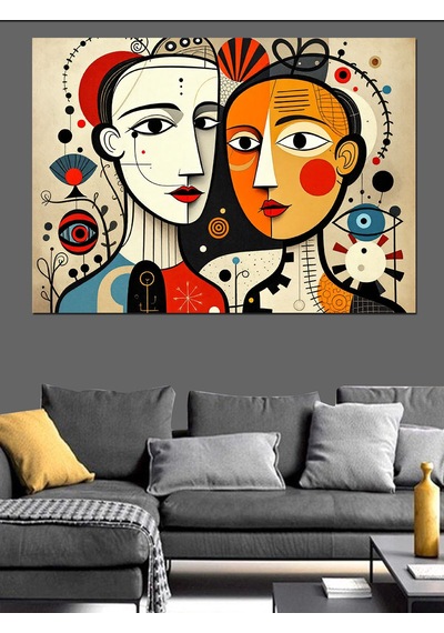 Soyut Yüzler Ve Sanat Dekoratif Kanvas - Mdf Ahşap Tablo
