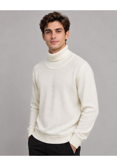 Classics Men Huffa Erkek Slim Fit Boğazlı Erkek Triko 7430 Ekru