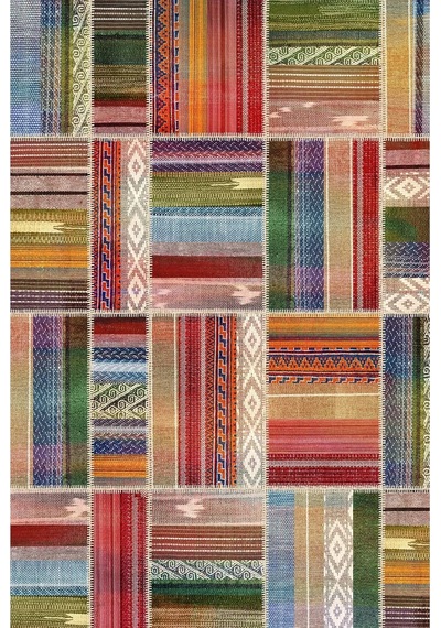 Latte Dizayn Bitsy Desenli Kadife Pamuk Tabanlı Yıkanabilen Kaydırmaz Antibakteriyel Salon Halısı 160x230 Diğer