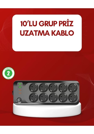 Home Usb Type-c Destekli 10 Lu Grup Priz Termal Korumalı 2m Kablo 2500w Diğer