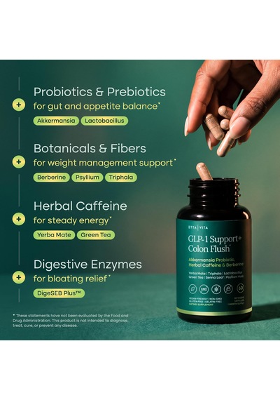 Etta Vita Glp-1 Colon Cleanse 60 Kapsül Usa Menşeii Dmmedicineden Orijinal