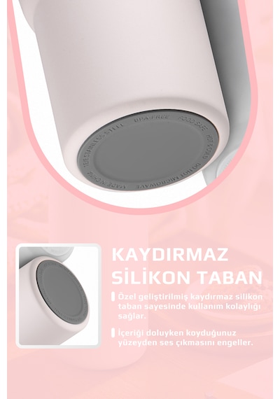 Fika Lumi Patentli Döner Kulplu Sızdırmaz Çift Ağızlıklı Çelik Termos 950 Ml Pembe