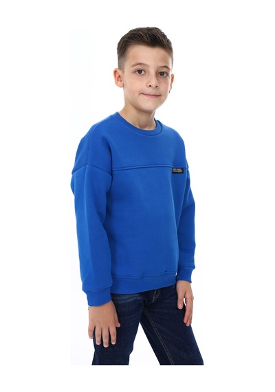 Toontoy Kids Toontoy Erkek Çocuk Relax Fit Bisiklet Yaka Düşük Omuz Baskılı Parçalı Sweatshirt - 2 İplik Saks Toontoy Kids Toontoy Erkek Çocuk Relax Fit Bisiklet Yaka Düşük Omuz Baskılı Parçalı Sweatshirt - 2 İplik Saks