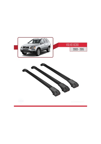 Volvo Xc90 2003-2015 Arası İle Uyumlu Ace-1 Ara Atkı Tavan Barı Siyah 3 Adet Bar
