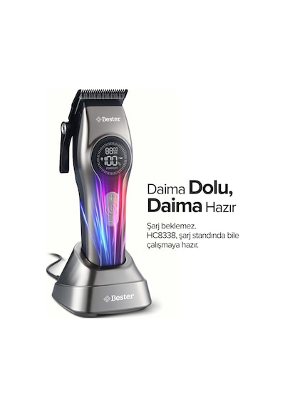Bester Hc8338 Profesyonel Saç Kesme Makinesi Bldc Motor, Dlc Bıçak Ve Şarj Standlı