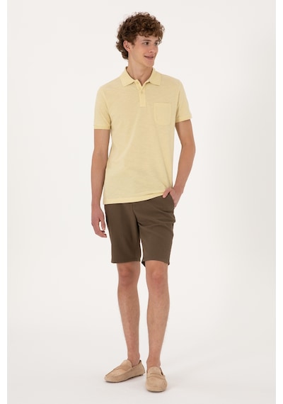 U.S. Polo Assn. Erkek Slim Fit Dökümlü Polo Yaka Açık Sarı Tişört 50299538-VR183