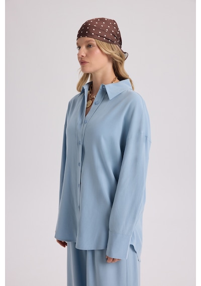 Mai Collection Mai Studios Co. Nunzia Arka Detaylı Mavi Oversize Gömlek Pantolon Takım mavi Mai Collection Mai Studios Co. Nunzia Arka Detaylı Mavi Oversize Gömlek Pantolon Takım mavi