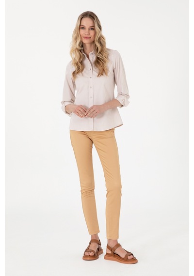 U.S. Polo Assn. Kadın Camel Toothpick Fit Kanvas Pantolon 50307940-VR015