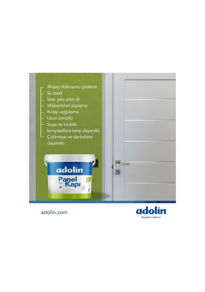 Adolin Su Bazlı Panel Kapı Boyası Beyaz 2.5 Lt