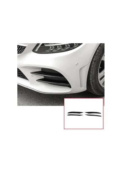 Mercedes W205 İçin Uyumlu C Serisi Ön Tampon Sis Kaşları Kaplama Piano Black 2019+