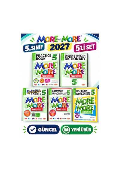 Güncel 5.sınıf 5 More&more Practıce Book Seti + Test Book Worksheets 5li Set Yeni Ürün