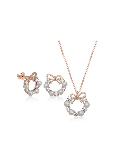 925 Ayar Gümüş İnci Kurdele Kadın Set Gümüş