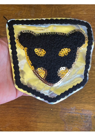 11x11 Cm Gümüş Sarı Payetli Kaplan Arma Dikiş Aplike