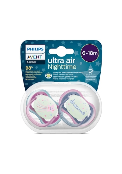 Philips Avent Ultra Air Night Karanlıkta Parlar Gece Emziği 6-18 Ay Kız Çok Renkli
