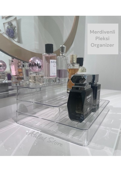 3 Merdivenli Pleksi Stand Baharatlık Standı Kozmetik Standı Sadece Stand Çok Renkli