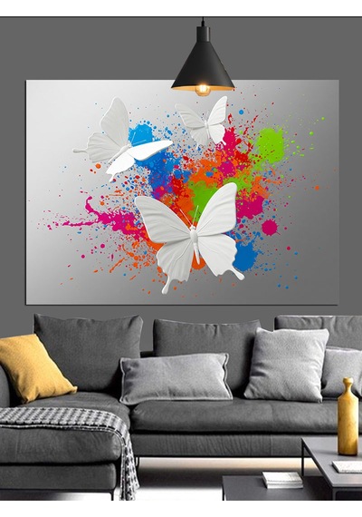 Uçan Kelebekler Soyut Sanat Dekoratif Kanvas - Mdf Ahşap Tablo