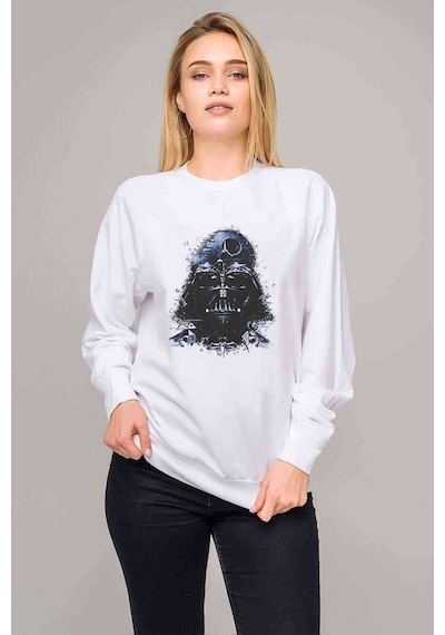 Darkside Baskılı Beyaz Kadın Sweatshirt (528339579)