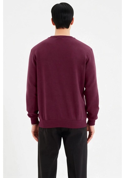 Benerly Erkek Bisiklet Yaka Standart Kol Regular Kalıp Sweatshirt Fonksiy Bordo