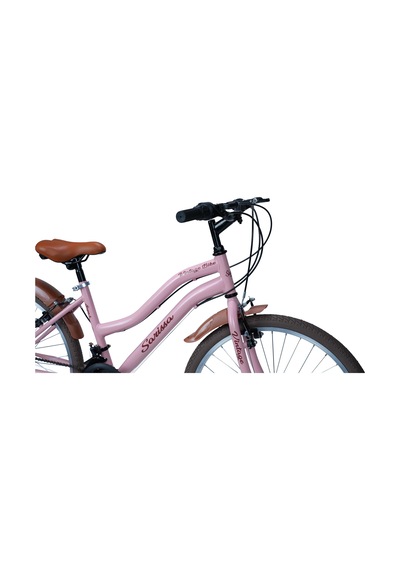 Sarissa Vintage 24" Jant 21 Vites Çelik Kadro V Fren Unisex Şehir Bisikleti Pembe Kahverengi Lastik Pembe