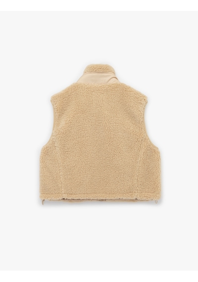Koton Dik Yaka Kolsuz Cepli Fermuarlı Peluş Crop Yelek Taş 6wak20052ew Taş