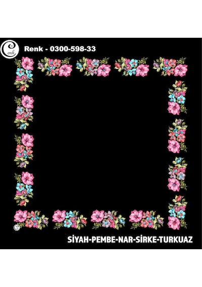 Cenk İçi Boş Kenarı Desenli Oyalık Yazma 100 Cm siyah