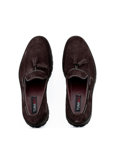 Tuna Hakiki Süet Deri Eva Taban Loafer Model Erkek Ayakkabı - 1641 Kahverengi