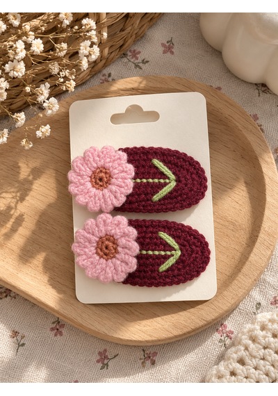 Diadem Aksesuar Diadem El Örgüsü Papatya Bordo