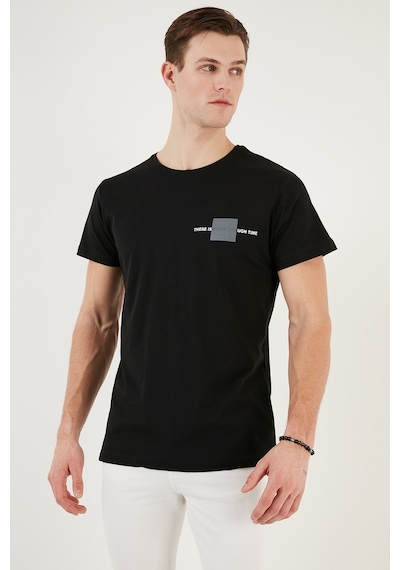 Buratti Bisiklet Yaka Pamuklu Slim Fit Erkek T Shirt 541There Siyah